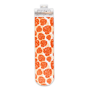 Raindrops Resort Orange "Monstera" Socks