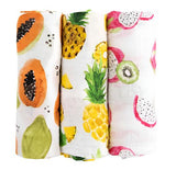 Little Unicorn "Tropical Fruit" Cotton Muslin Swaddle Blanket, 3-Pack