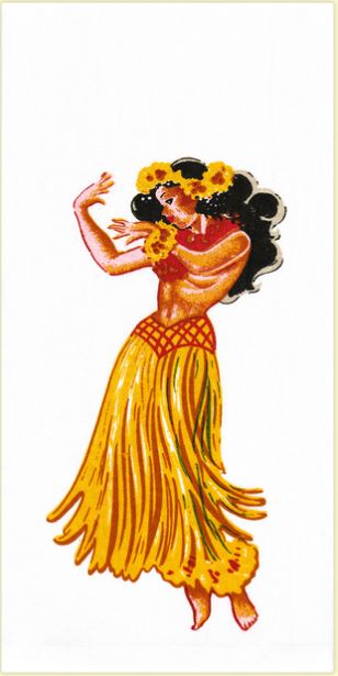 hula girl flour towel