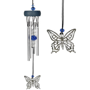 Woodstock Chimes Fantasy Butterfly Wind Chime with closeup of the butterfly wind catcher 