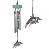 Woodstock Chimes "Dolphin Fantasy" Wind Chime with closeup of dolphin tokens