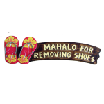 Red Slipper with Hibiscus Sign - "Mahalo for Removing Shoes" Size: 12" - Polynesian Cultural Center