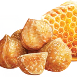 Mauna Loa Honey Roasted Macadamia Nuts shown with honeycomb.