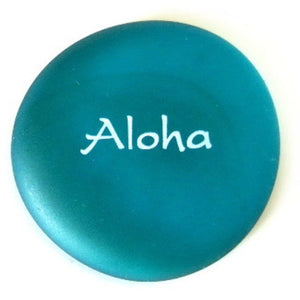 Frosted Glass "Aloha" Mermaid Message Stone