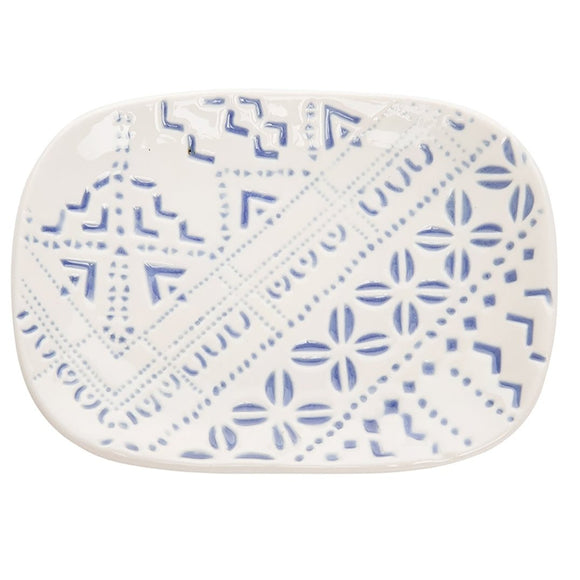 Beachcombers Textured Ceramic Plate- Blue/White