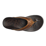 Top view OluKai Men's "Mea Olu" Sandal- Tan/Dark Java