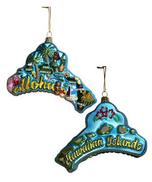 Kurt Adler Hawaiian Islands Glass Christmas Ornament, 5-Inches