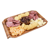 Acacia Serving Tray with Handles- 16"x 10"x1.5" with crackers, cheese, and meats.