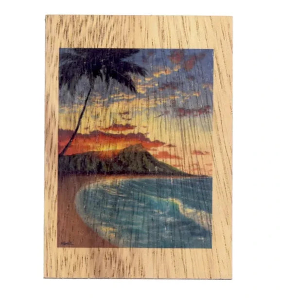 Koa Kards Hawaiian Koa Wood Mākēneki Magnet- 2.5 x 3.5 Inches