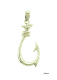 14K Gold Hawaiian Fish Hook Pendant- Green Gold