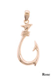 14K Gold Hawaiian Fish Hook Pendant- Rose Gold