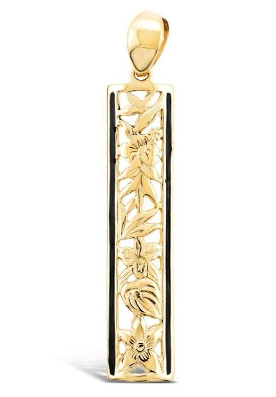 14K Gold Flowers of Hawaii Pendant 