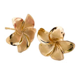 14K Gold Plumeria Earrings