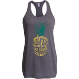 Polynesian Cultural Center Women's "Pineapple Bliss" Racerback Tank- Gray