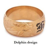 Hawaiian Heirloom 14K Gold Ring- 10mm Shank- Dolphin Design Side View