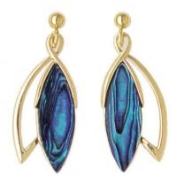 Ariki 22K Gold  & Paua Laurel Leaf Earrings