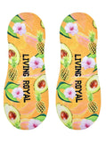 Living Royal Pineapple Avocado No-Show Liner Socks- Bottom view with Living Royal signature