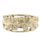 14K Gold Plumeria Scroll Ring 