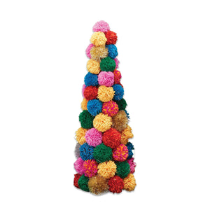 Bohemian Wool Pom Pom Christmas Tree - Multi-Color Large 22" - Polynesian Cultural Center