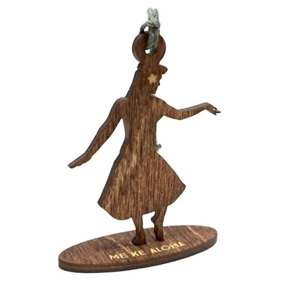 Hula Dancer Birch Wood Christmas Ornament