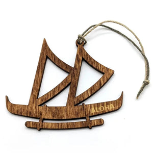 Wooden Hawaiian Canoe Ornament 