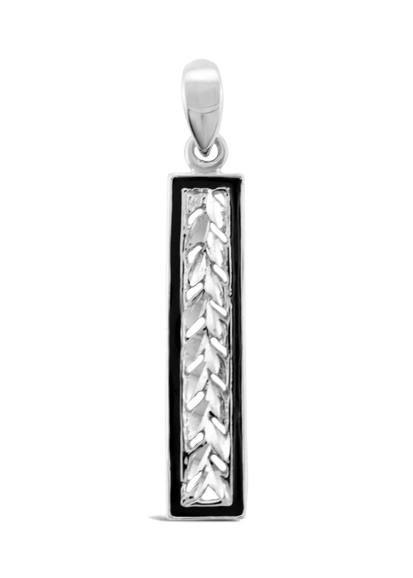 Sterling Silver Maile Pendant with Black Enamel - Polynesian Cultural Center