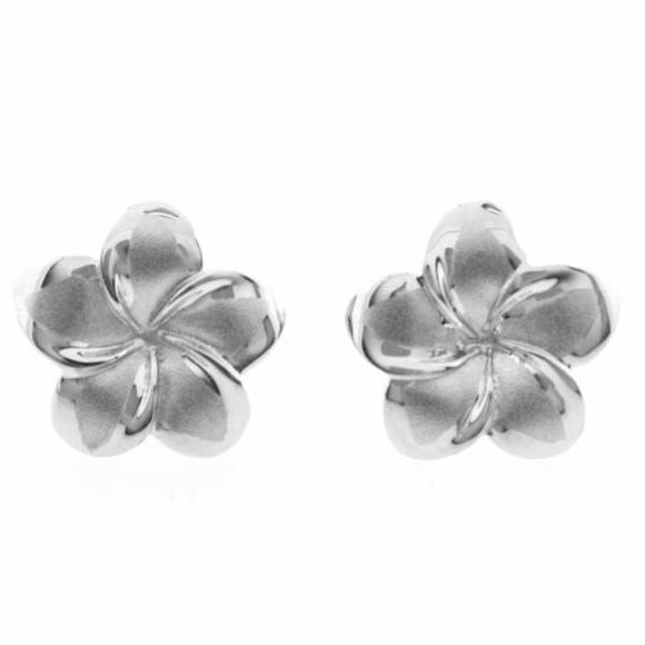 Sterling Silver Plumeria Earrings 