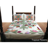 Hand-Sewn Island-Inspired Quilt King Bedspreads, 108"x 108"